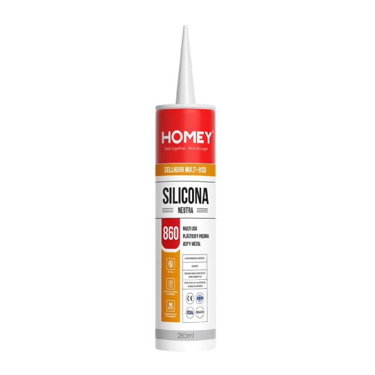 Sellador Silicona Neutra 280ml Transparente – Homey 860