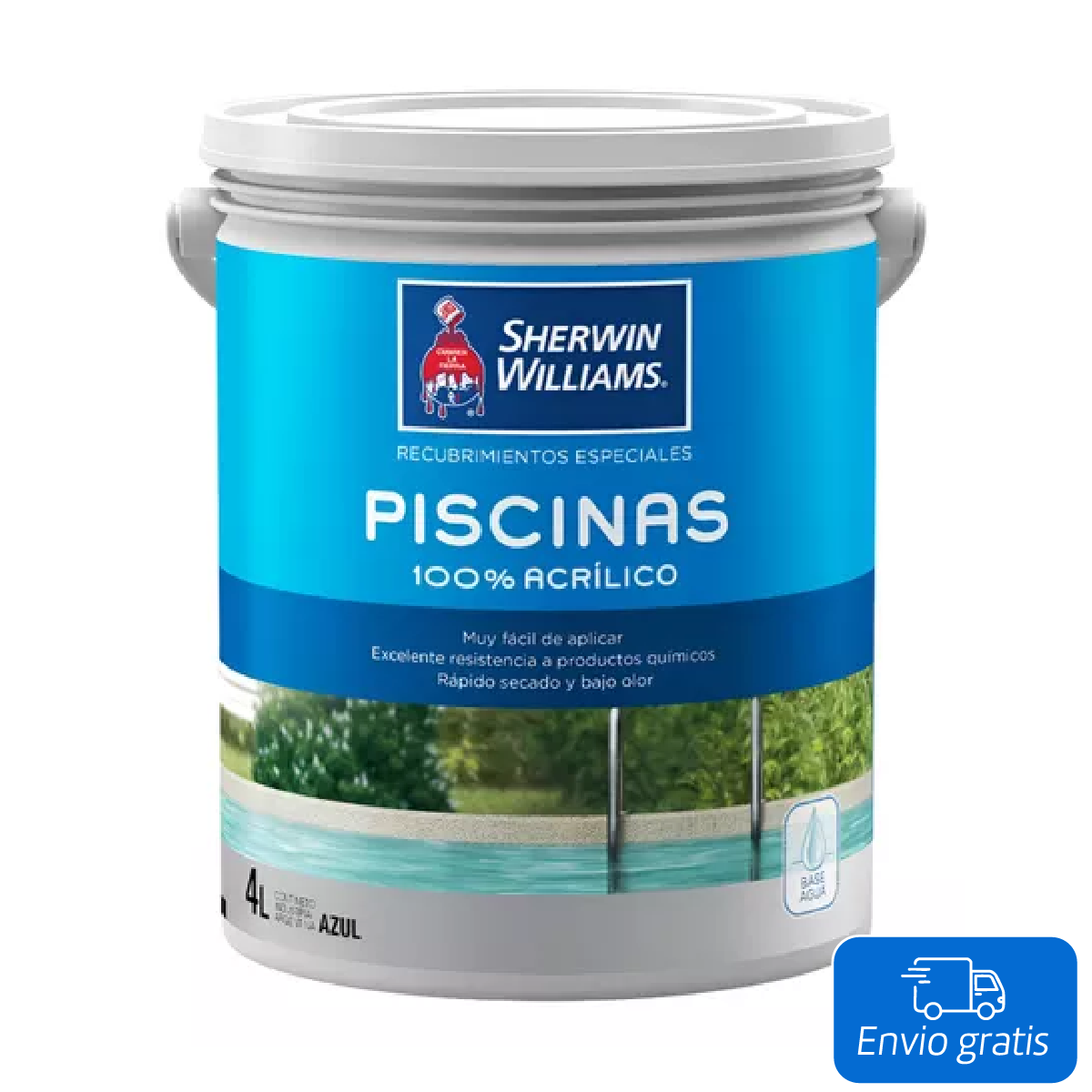 Piscinas Sherwin Acrilico Azul Mediterraneo x 10 L